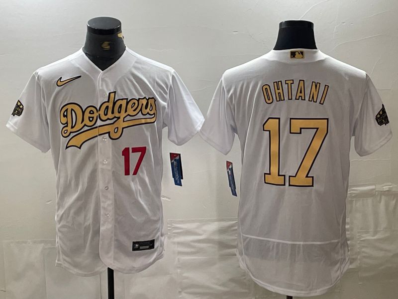 Men Los Angeles Dodgers 17 Ohtani White All Star Nike Elite MLB Jersey style 2